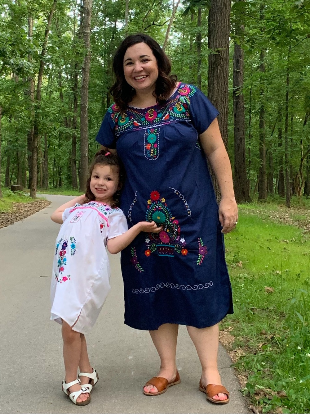 Allegra & Luca Navy Embroidered Cotton Mexican Inspired Dress Size XL